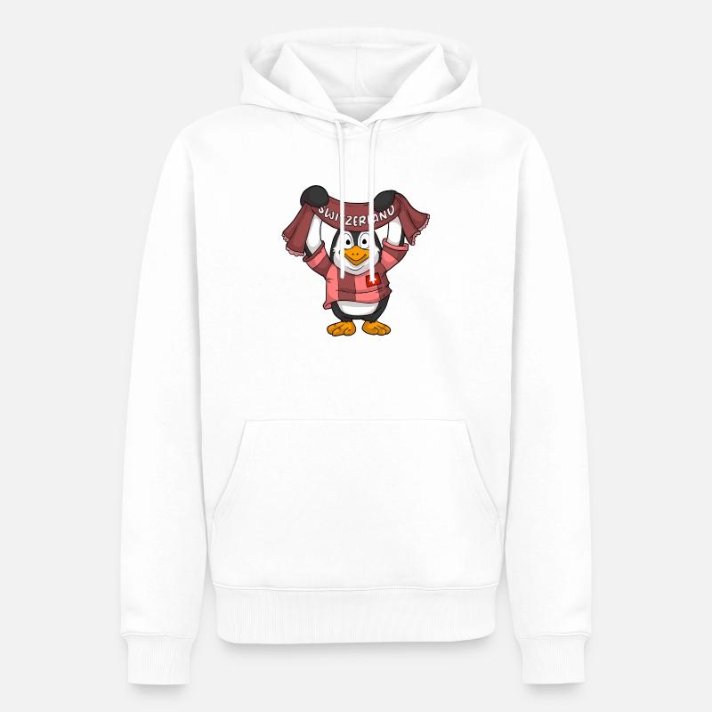 Fans suisses / Pingouin suisse - Sweat à capuche Premium bio Homme - blanc