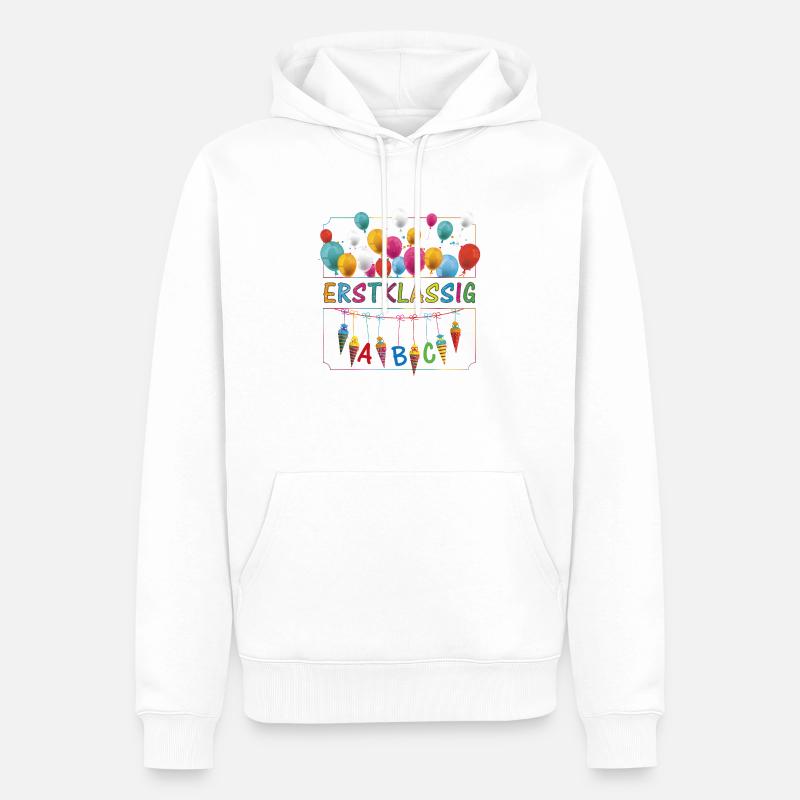 Erstklassig Schultüten ABC Luftballons - Männer Premium Bio Hoodie - Weiß