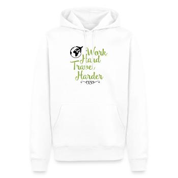 work hard travel harder - Männer Premium Bio Hoodie - Weiß - Vorne - Nico (187cm)