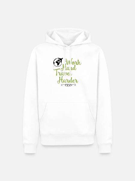 Work hard travel harder - Men’s Premium Organic Hoodie - white