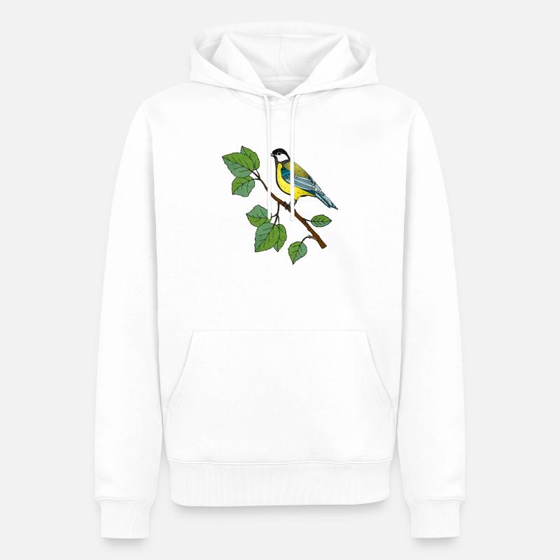 Bunter Vogel - Männer Premium Bio Hoodie - Weiß