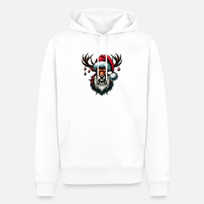 Cerf Noël Renne - Sweat à capuche Premium bio Homme - blanc