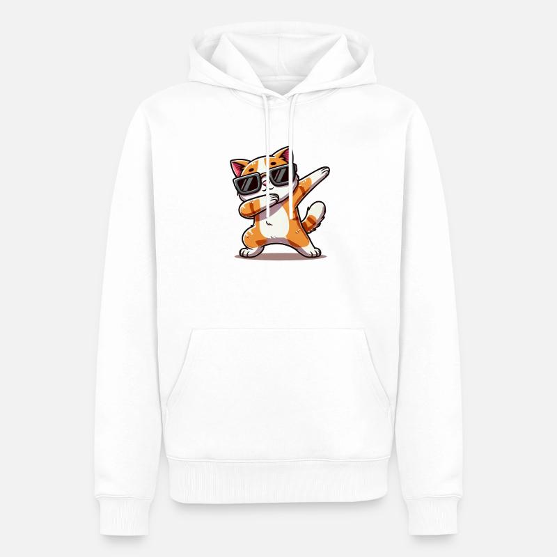 chat bande dessinée dabbing - Sweat à capuche Premium bio Homme - blanc