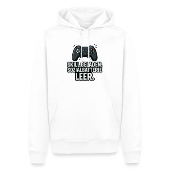 Skill geladen. - Männer Premium Bio Hoodie - Weiß - Vorne - Nico (187cm)