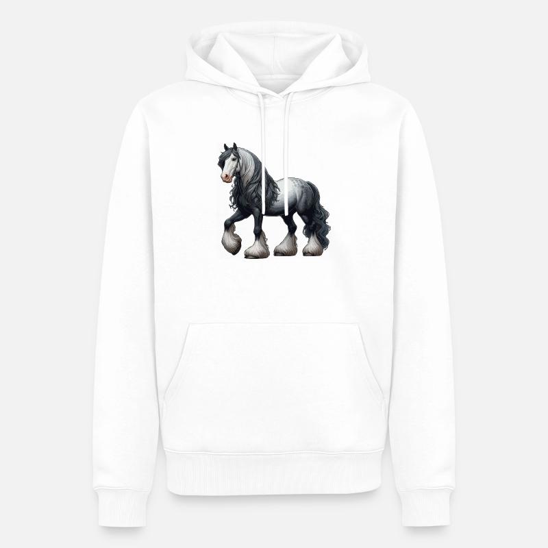 Cheval Pêcheur gris blanc - Sweat à capuche Premium bio Homme - blanc