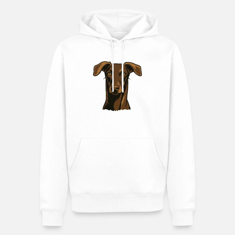 Stolzer Windhund – Edler Blick - Männer Premium Bio Hoodie - Weiß