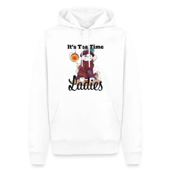 It's Tea Time, Ladies - Lustiger Tee Spruch - Männer Premium Bio Hoodie - Weiß - Vorne - Nico (187cm)