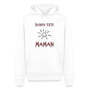 MAMAN. FÊTE DES MÈRES. BONNE FÊTE MAMAN. FÊTE - Sweat à capuche Premium bio Homme - blanc - Devant - Nico (187cm)