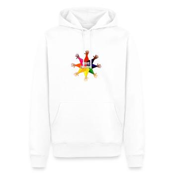 human,LGBT,Regenbogen,love is love,bunter stern - Männer Premium Bio Hoodie - Weiß - Vorne - Nico (187cm)