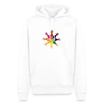 droits de l’homme, humain, LGBT, arc-en-ciel, mains, étoile, - Sweat à capuche Premium bio Homme - blanc - Devant - Nico (187cm)