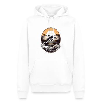 Delfin springt aus dem Meer vor Sonnenuntergang - Männer Premium Bio Hoodie - Weiß - Vorne - Nico (187cm)
