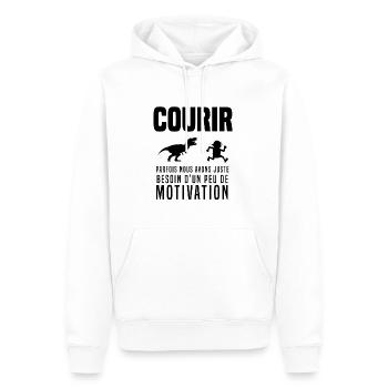 Courir course à pied humour motivation t rex - Sweat à capuche Premium bio Homme - blanc - Devant - Nico (187cm)