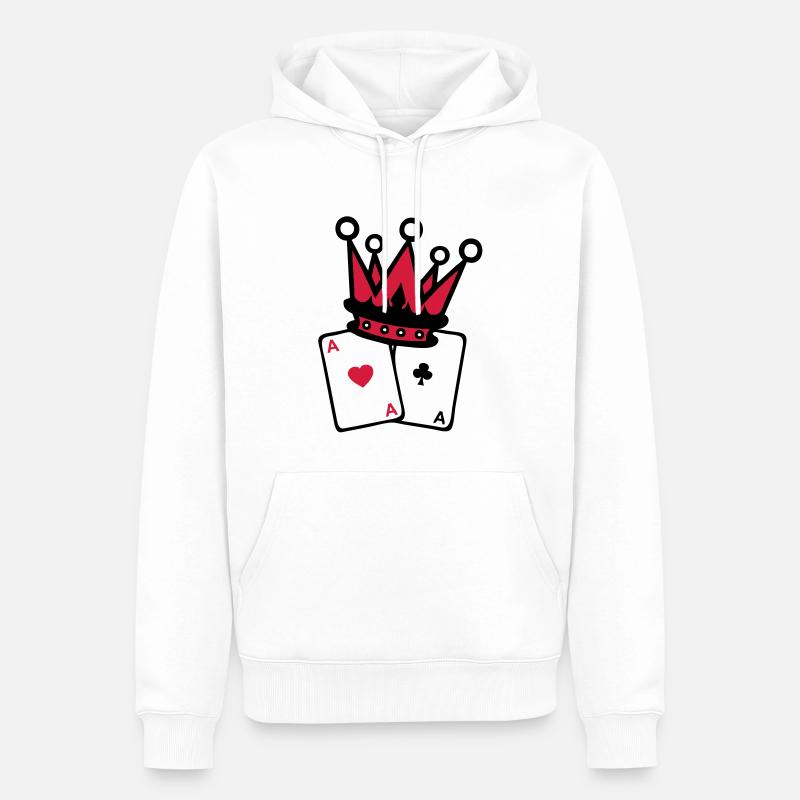 Krone Krone Poker als Map1 - Männer Premium Bio Hoodie - Weiß