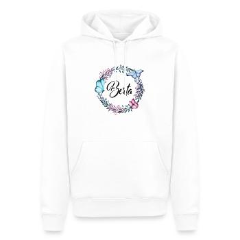 Berta, Name, Schriftzug, Blumenkranz, Geschenk - Männer Premium Bio Hoodie - Weiß - Vorne - Nico (187cm)