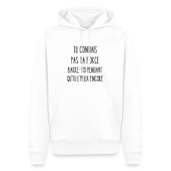 tu connais pas ta force - Sweat à capuche Premium bio Homme - blanc - Devant - Nico (187cm)