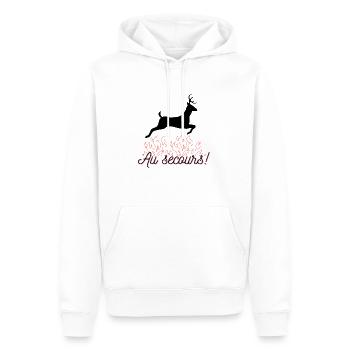 T-shirt Cerf qui crie au secours - Stop Incendie. - Sweat à capuche Premium bio Homme - blanc - Devant - Nico (187cm)