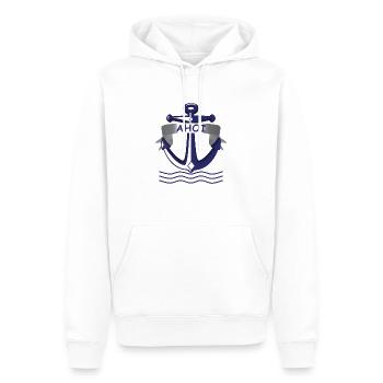 Anker mit Banner Ahoi - Männer Premium Bio Hoodie - Weiß - Vorne - Nico (187cm)