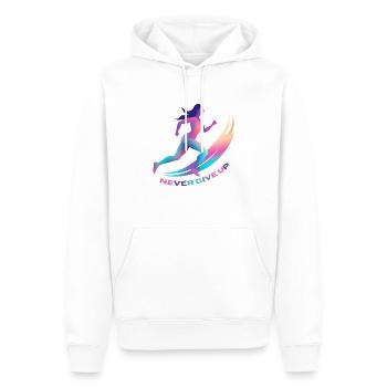 NEVER GIVE UP - Men’s Premium Organic Hoodie - white - Front - Nico (187cm)