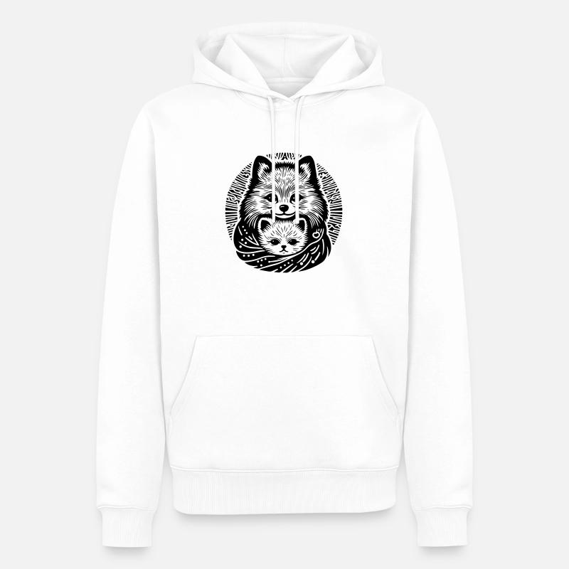 Pom et chiot - Sweat à capuche Premium bio Homme - blanc