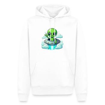 Alien zeigt Peace - Männer Premium Bio Hoodie - Weiß - Vorne - Nico (187cm)