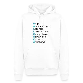 Mallorca: Magisch, Atemberaubend, Charmant – Dein - Männer Premium Bio Hoodie - Weiß - Vorne - Nico (187cm)