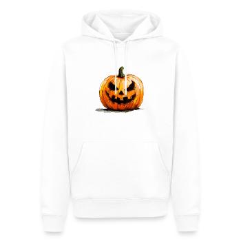 Kürbis mit Fratze: Die gruselige Halloween-Deko - Männer Premium Bio Hoodie - Weiß - Vorne - Nico (187cm)
