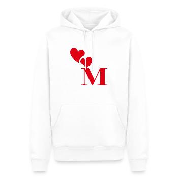 Lettre m cœur rouge - Sweat à capuche Premium bio Homme - blanc - Devant - Nico (187cm)