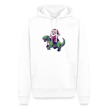 Dinosaure T-Rex Père Noël Dessin animé - Sweat à capuche Premium bio Homme - blanc - Devant - Nico (187cm)