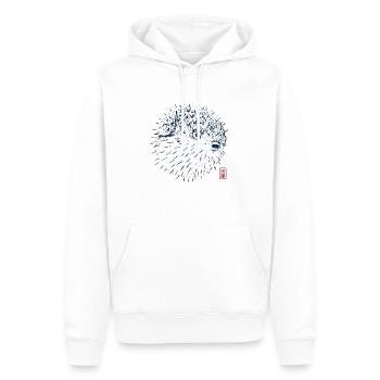 Poisson-globe - Sweat à capuche Premium bio Homme - blanc - Devant - Nico (187cm)