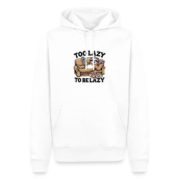 Too Lazy to Be Lazy 🦥😴 - Men’s Premium Organic Hoodie - white - Front - Nico (187cm)