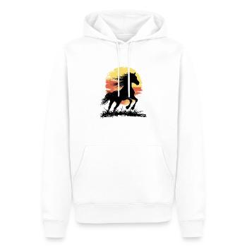 Pferd Sonnenuntergang Vintage Retro Reiten - Männer Premium Bio Hoodie - Weiß - Vorne - Nico (187cm)
