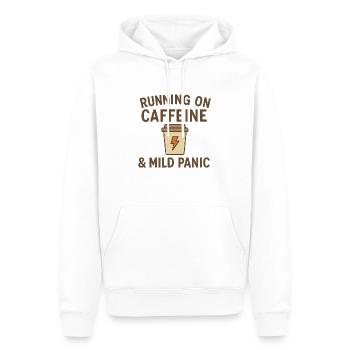 Coffee Running on Caffeine & Mild Panic - Men’s Premium Organic Hoodie - white - Front - Nico (187cm)