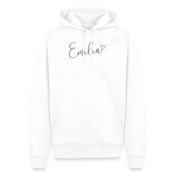 Emilia Name Prénom Fille - Sweat à capuche Premium bio Homme - blanc - Devant - Nico (187cm)