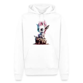 Licorne zombie - Sweat à capuche Premium bio Homme - blanc - Devant - Nico (187cm)