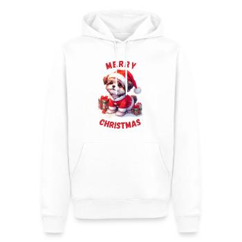 Süßer Weihnachtshund mit Weihnachtsgeschenken - Männer Premium Bio Hoodie - Weiß - Vorne - Nico (187cm)