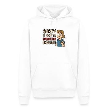 Sorry I Don´t sprechen English - Männer Premium Bio Hoodie - Weiß - Vorne - Nico (187cm)