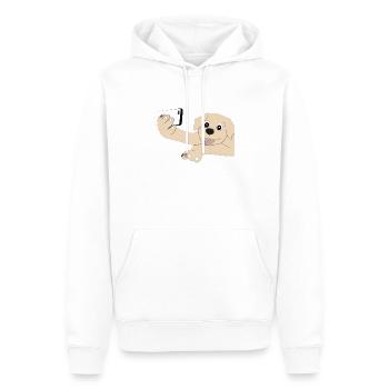 Dog taking selfie with cell phone in paw - Funny dog - Men’s Premium Organic Hoodie - white - Front - Nico (187cm)