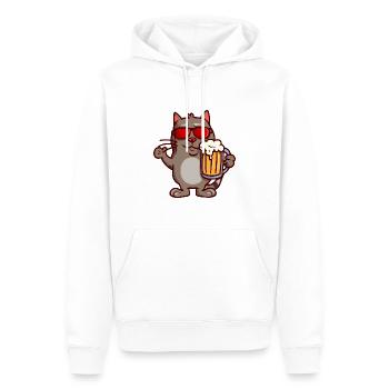 Cool cat with beer and sunglasses - Men’s Premium Organic Hoodie - white - Front - Nico (187cm)