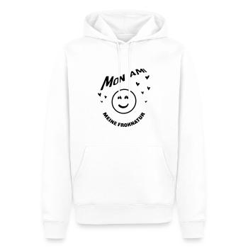 Mon ami meine Frohnatur | mein Freund Design - Männer Premium Bio Hoodie - Weiß - Vorne - Nico (187cm)