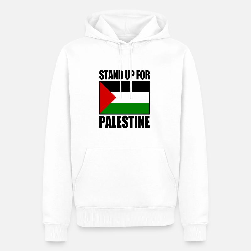 stand up for palestine - Sweat à capuche Premium bio Homme - blanc
