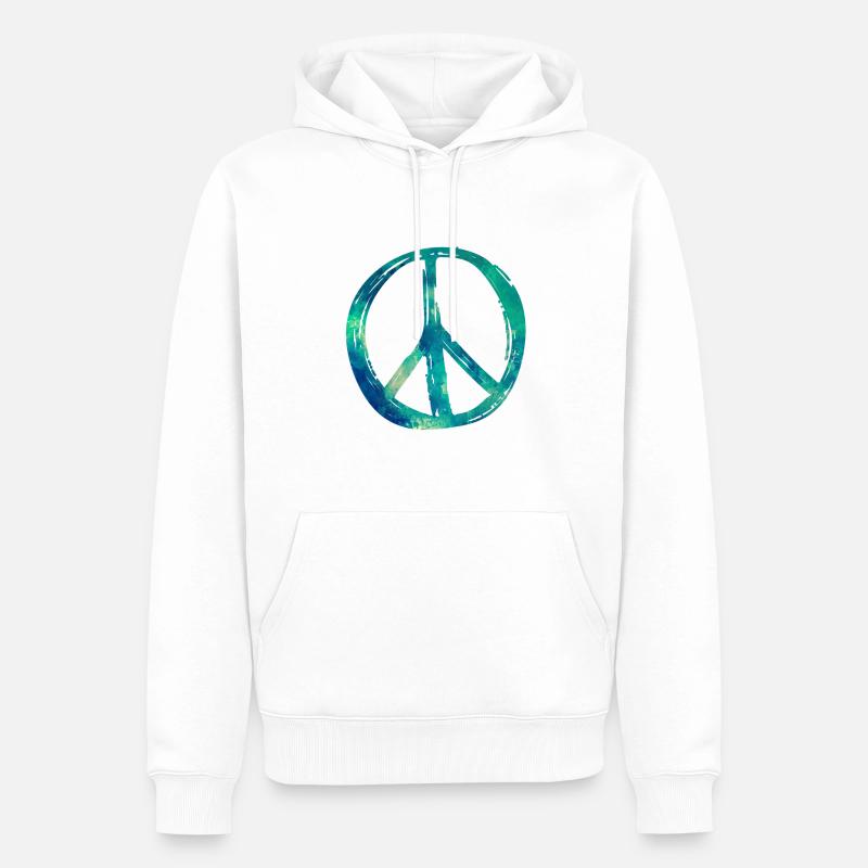 Peace Sign - Männer Premium Bio Hoodie - Weiß