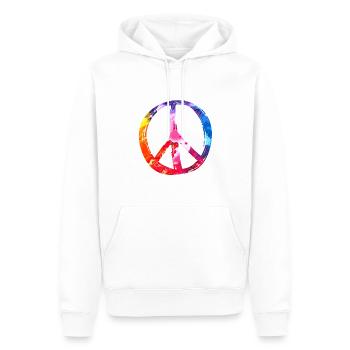 PEACE - Men’s Premium Organic Hoodie - white - Front - Nico (187cm)