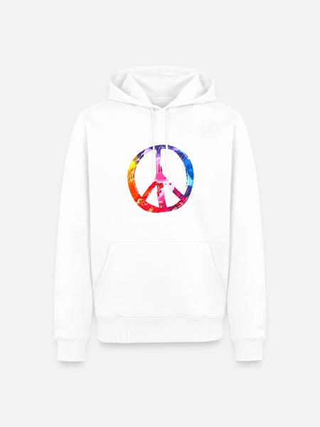 PEACE - Men’s Premium Organic Hoodie - white