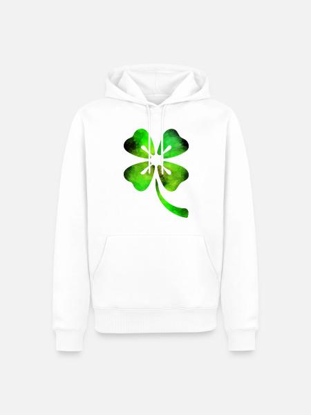 Trèfle Aquarelle Saint-Patrick - Sweat à capuche Premium bio Homme - blanc