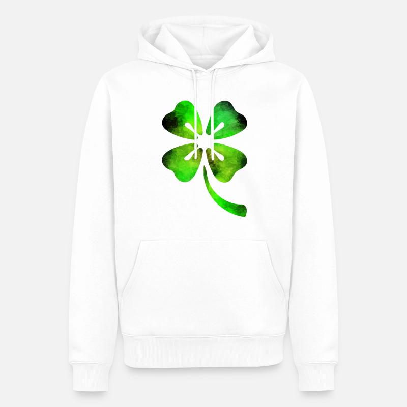 Trèfle Aquarelle Saint-Patrick - Sweat à capuche Premium bio Homme - blanc