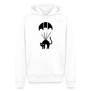 Schwarzer Kater mit Fallschirm Katzen - Männer Premium Bio Hoodie - Weiß - Vorne - Nico (187cm)