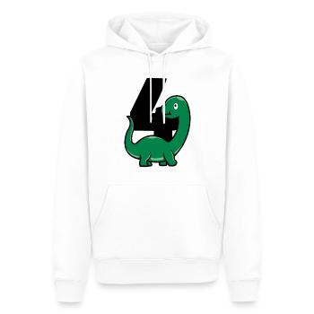 QUATRE dinosaures DINO 4 ans - Sweat à capuche Premium bio Homme - blanc - Devant - Nico (187cm)