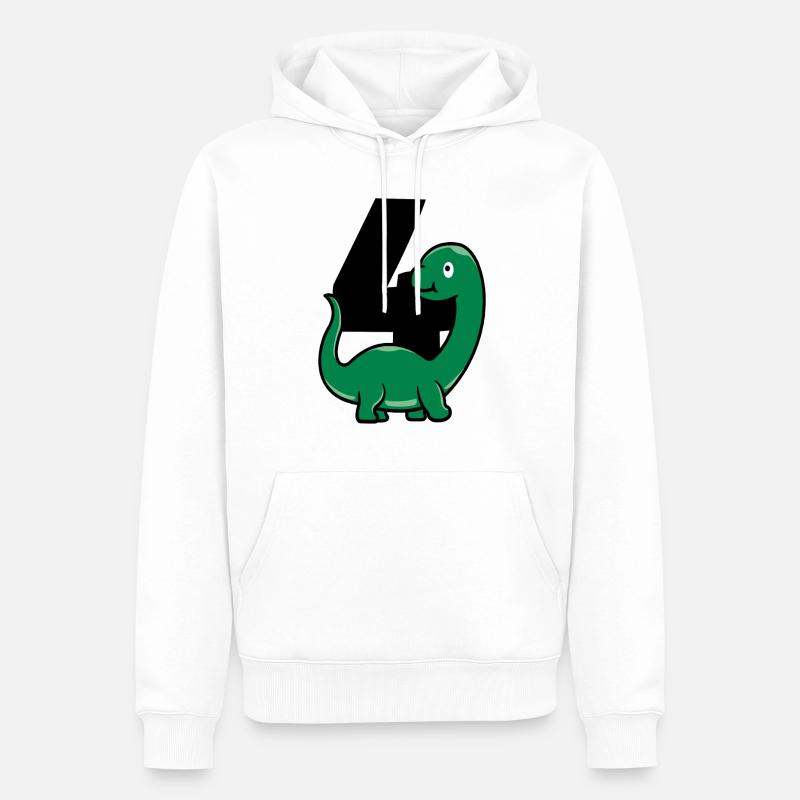 QUATRE dinosaures DINO 4 ans - Sweat à capuche Premium bio Homme - blanc