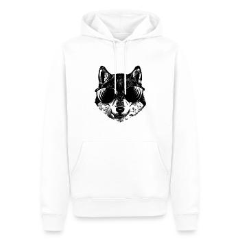Shiba Inu Cool Dog avec lunettes de soleil - Sweat à capuche Premium bio Homme - blanc - Devant - Nico (187cm)