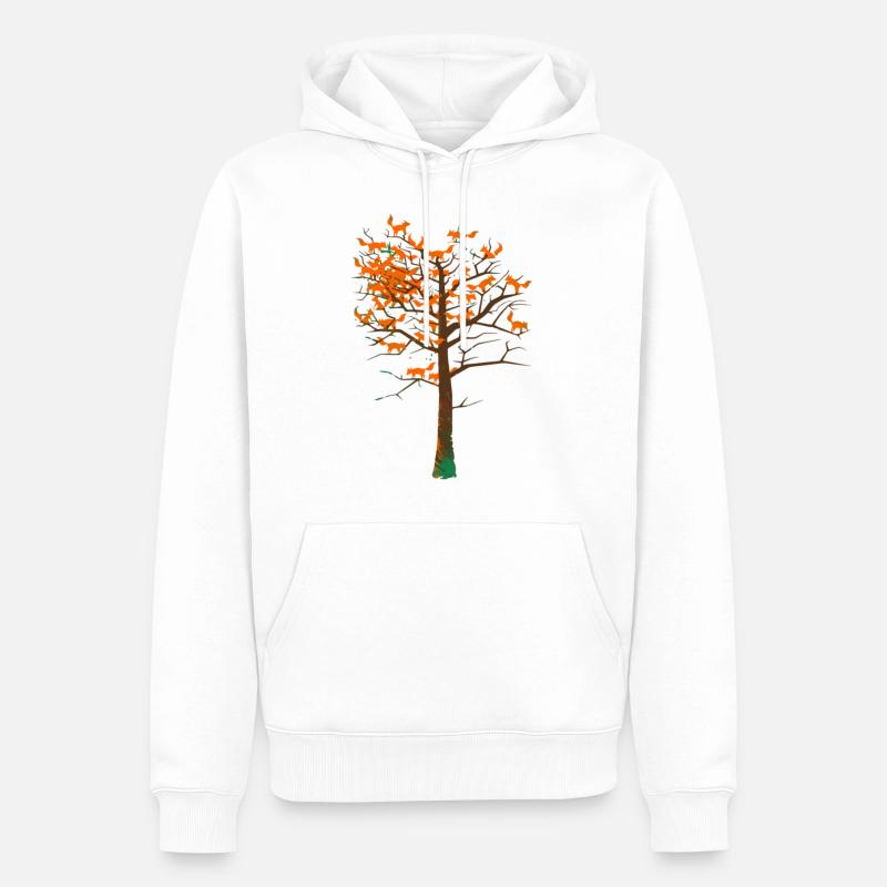 Fuchs Baum - Männer Premium Bio Hoodie - Weiß
